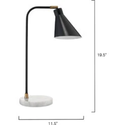 Chronicle 20 Inch 60.00 Watt Black / Antique Brass / White Marble Task Lamp Portable Light -Lighting Store 1chro tlbk 5 1