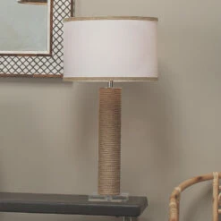 Cylinder Rope 28 Inch 150.00 Watt Jute Table Lamp Portable Light -Lighting Store 1cyli tlju 13