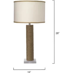 Cylinder Rope 28 Inch 150.00 Watt Jute Table Lamp Portable Light -Lighting Store 1cyli tlju 6