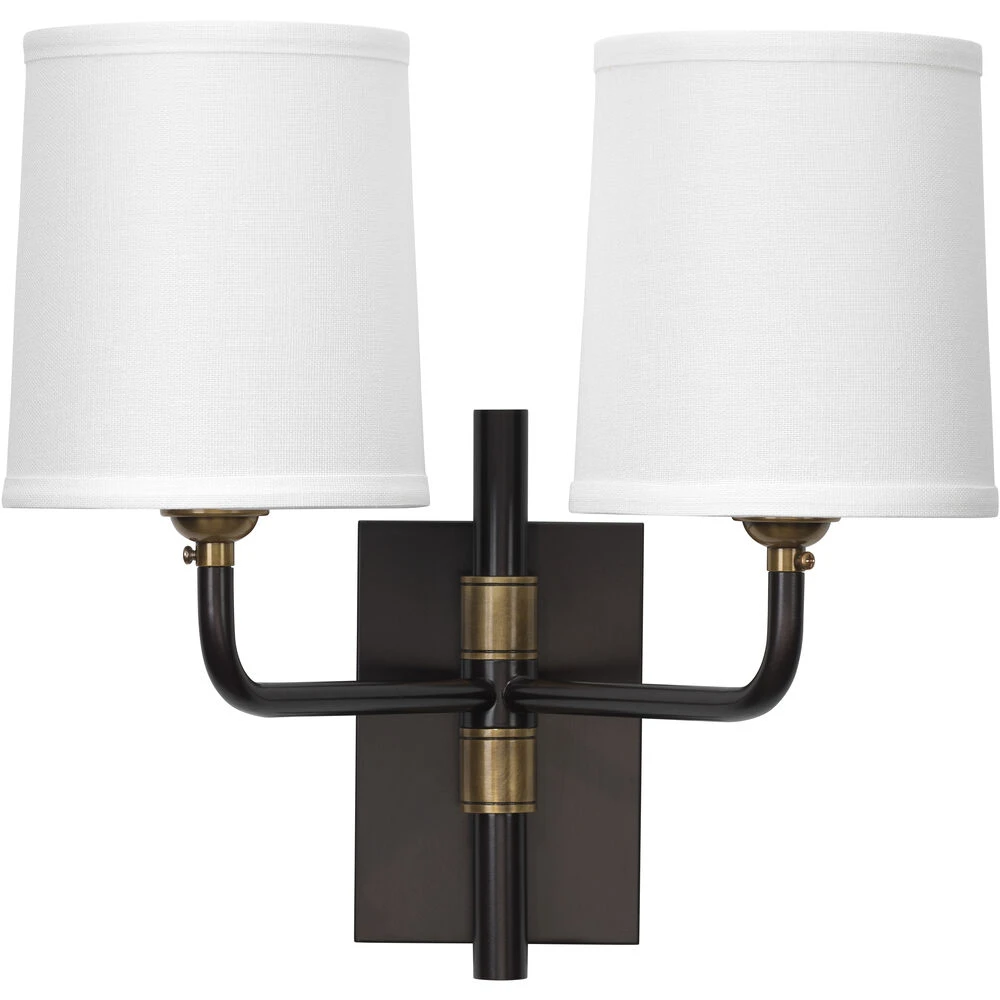 Lawton 2 Light 13 Inch Oil Rubbed Bronze W/ Antique Brass Accents Double Arm Wall Sconce Wall Light 3 Lawton 2 Light 13 Inch Oil Rubbed Bronze W/ Antique Brass Accents Double Arm Wall Sconce Wall Light