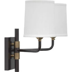 Lawton 2 Light 13 Inch Oil Rubbed Bronze W/ Antique Brass Accents Double Arm Wall Sconce Wall Light 15 Lawton 2 Light 13 Inch Oil Rubbed Bronze W/ Antique Brass Accents Double Arm Wall Sconce Wall Light -Lighting Store 4lawt dbob 5