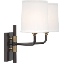Lawton 2 Light 13 Inch Oil Rubbed Bronze W/ Antique Brass Accents Double Arm Wall Sconce Wall Light 16 Lawton 2 Light 13 Inch Oil Rubbed Bronze W/ Antique Brass Accents Double Arm Wall Sconce Wall Light -Lighting Store 4lawt dbob 6