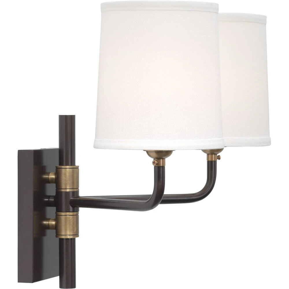 Lawton 2 Light 13 Inch Oil Rubbed Bronze W/ Antique Brass Accents Double Arm Wall Sconce Wall Light 9 Lawton 2 Light 13 Inch Oil Rubbed Bronze W/ Antique Brass Accents Double Arm Wall Sconce Wall Light - Image 7