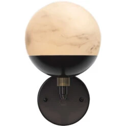 Metro 1 Light 7 Inch Faux White Alabaster And Oil Rubbed Bronze Wall Sconce Wall Light -Lighting Store 4metr scob 4