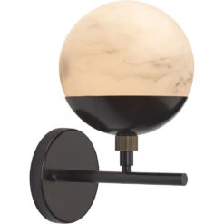 Metro 1 Light 7 Inch Faux White Alabaster And Oil Rubbed Bronze Wall Sconce Wall Light -Lighting Store 4metr scob 6