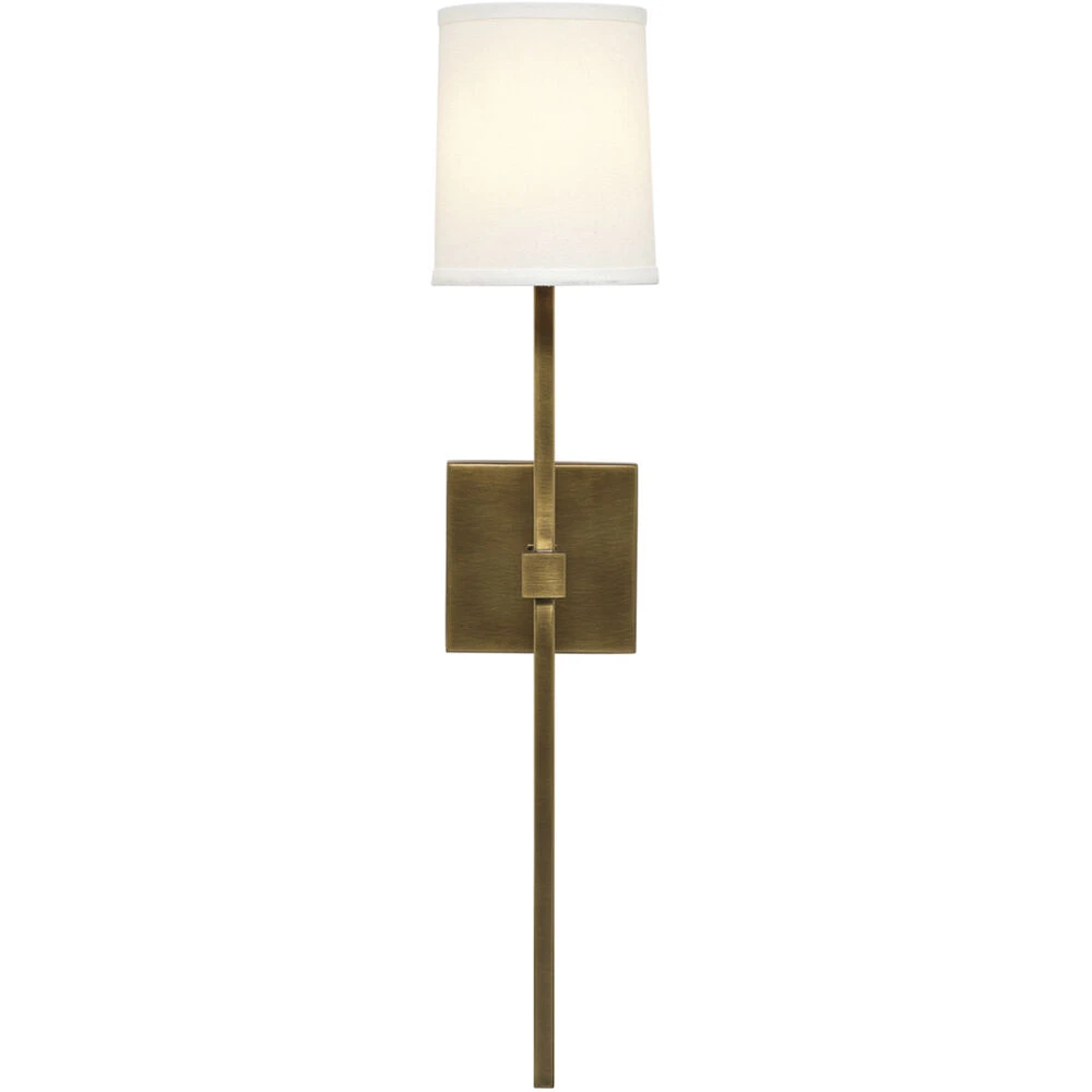 Minerva 1 Light 5 Inch Antique Brass & White Linen Wall Sconce Wall Light 4 Minerva 1 Light 5 Inch Antique Brass & White Linen Wall Sconce Wall Light - Image 2