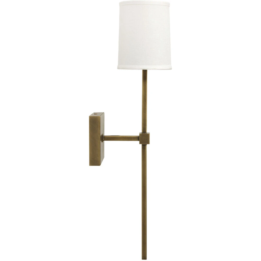 Minerva 1 Light 5 Inch Antique Brass & White Linen Wall Sconce Wall Light 5 Minerva 1 Light 5 Inch Antique Brass & White Linen Wall Sconce Wall Light - Image 3