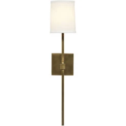 Minerva 1 Light 5 Inch Antique Brass & White Linen Wall Sconce Wall Light -Lighting Store 4mine scab 6 1