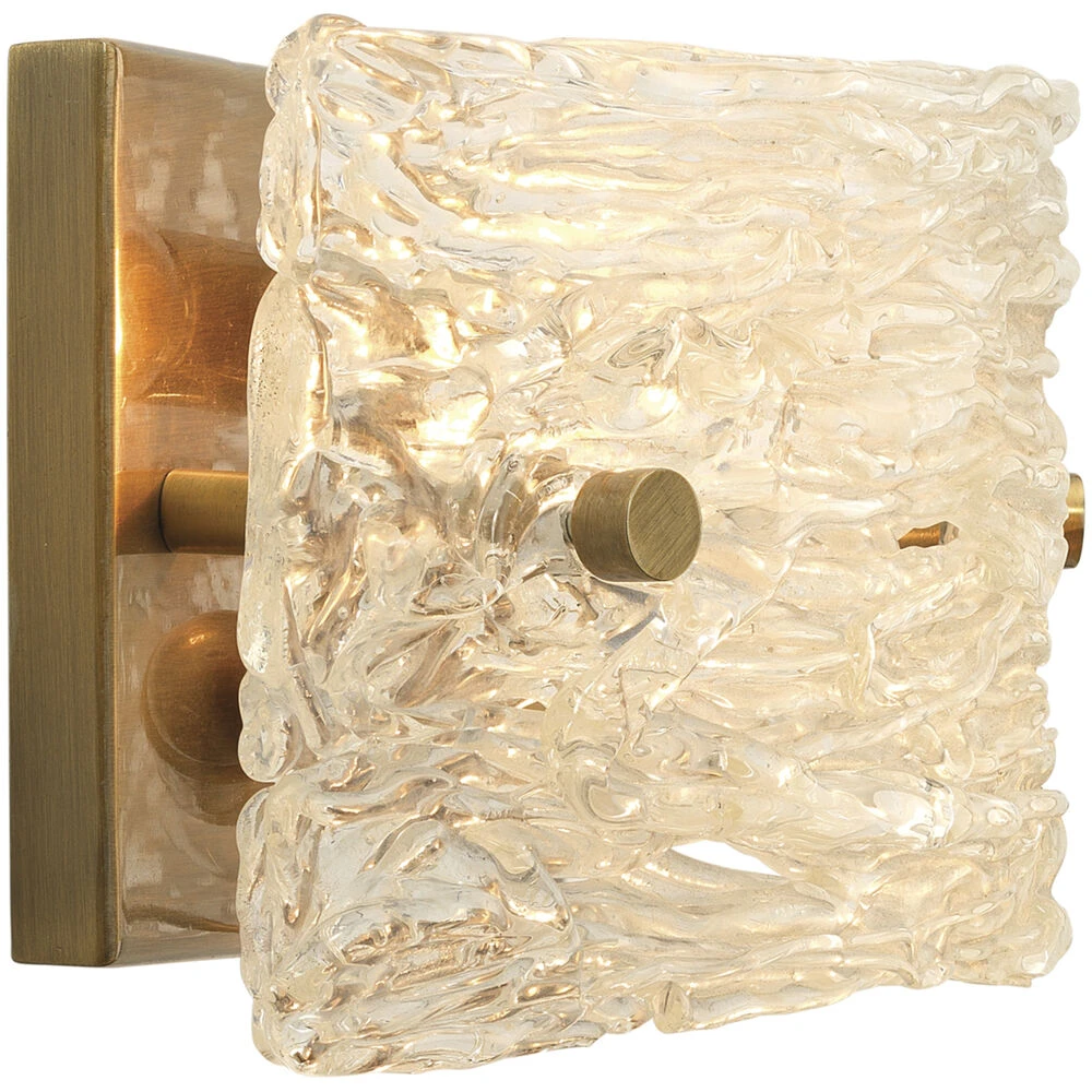 Swan Curved Glass 2 Light 12 Inch Clear Textured Glass W/ Antique Brass Wall Sconce Wall Light 7 Swan Curved Glass 2 Light 12 Inch Clear Textured Glass W/ Antique Brass Wall Sconce Wall Light - Image 5