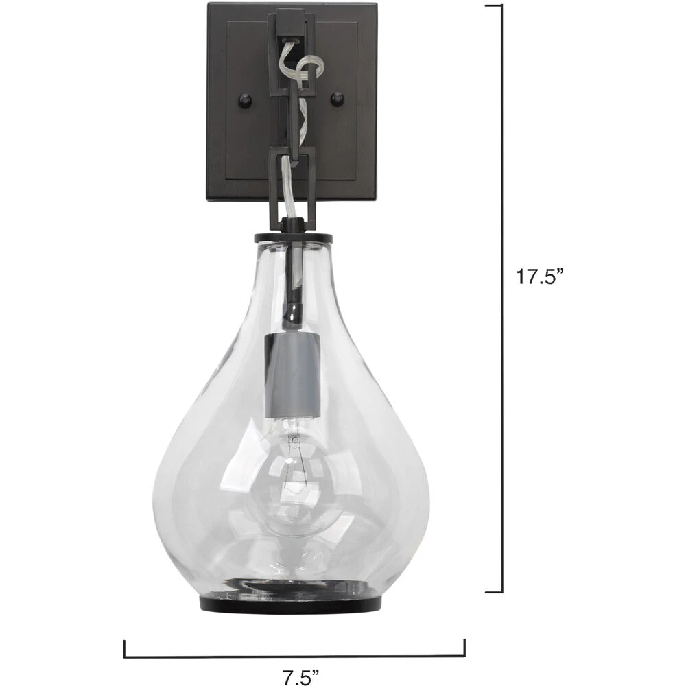 Tear Drop 1 Light 8 Inch Clear Glass & Oil Rubbed Bronze Metal Wall Sconce Wall Light 4 Tear Drop 1 Light 8 Inch Clear Glass & Oil Rubbed Bronze Metal Wall Sconce Wall Light - Image 2