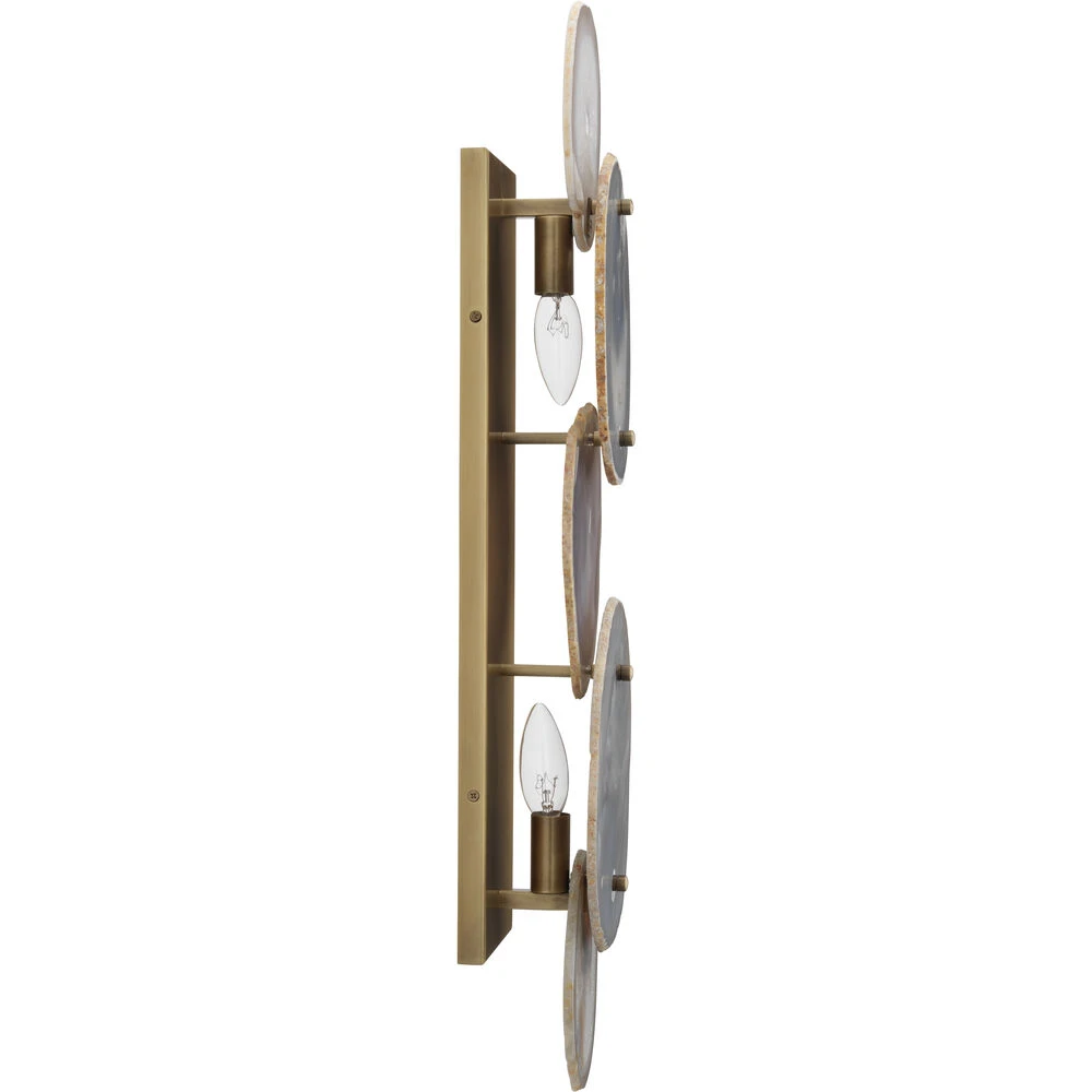 Trinity 2 Light 6.5 Inch Pale Lavender & Antique Brass Wall Sconce Wall Light 4 Trinity 2 Light 6.5 Inch Pale Lavender & Antique Brass Wall Sconce Wall Light - Image 2
