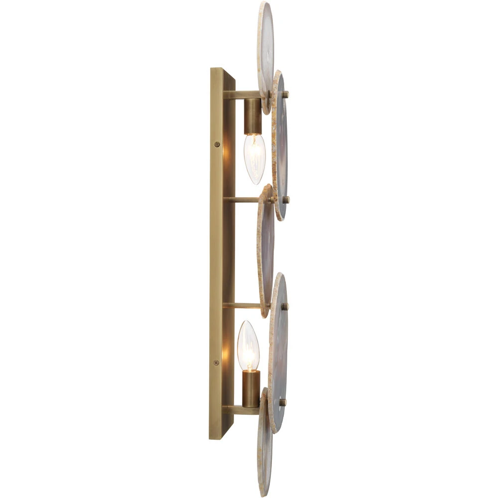 Trinity 2 Light 6.5 Inch Pale Lavender & Antique Brass Wall Sconce Wall Light 6 Trinity 2 Light 6.5 Inch Pale Lavender & Antique Brass Wall Sconce Wall Light - Image 4