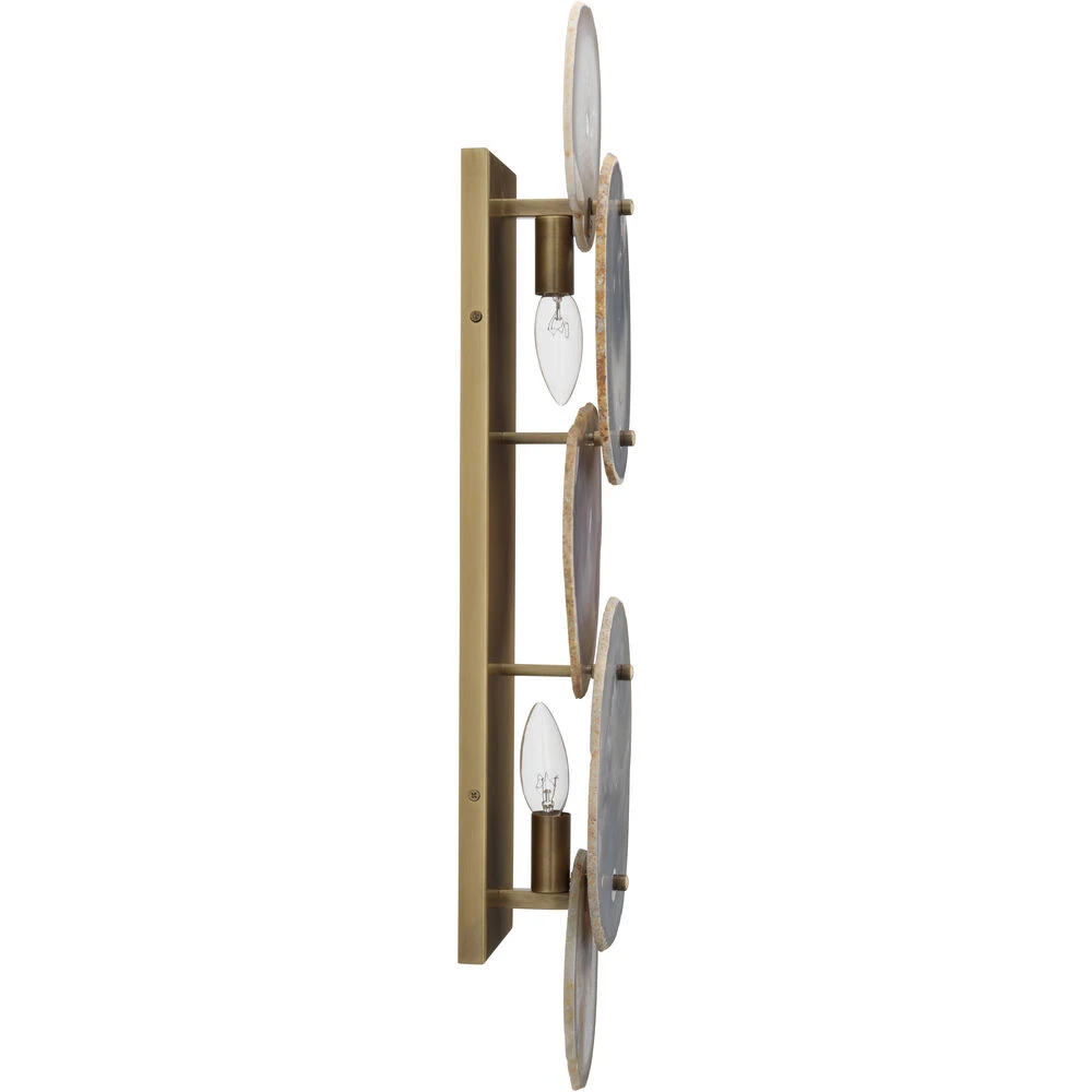 Trinity 2 Light 6.5 Inch Pale Lavender & Antique Brass Wall Sconce Wall Light 7 Trinity 2 Light 6.5 Inch Pale Lavender & Antique Brass Wall Sconce Wall Light - Image 5