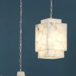 Borealis 1 Light 9 Inch Alabaster Pendant Ceiling Light, Cube -Lighting Store 5borcub pewh 1