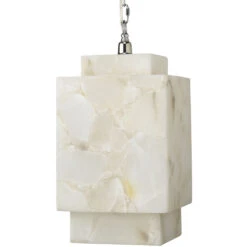 Borealis 1 Light 9 Inch Alabaster Pendant Ceiling Light, Cube -Lighting Store 5borcub pewh 10