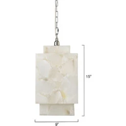 Borealis 1 Light 9 Inch Alabaster Pendant Ceiling Light, Cube -Lighting Store 5borcub pewh 8 1