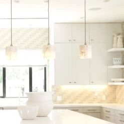 Borealis 1 Light 7 Inch Alabaster Pendant Ceiling Light, Hexagon -Lighting Store 5bore smwh 18