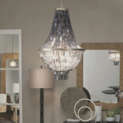 Capsize 5 Light 20 Inch Black Mother Of Pearl And Champagne Leaf Metal Chandelier Ceiling Light 12 Capsize 5 Light 20 Inch Black Mother Of Pearl And Champagne Leaf Metal Chandelier Ceiling Light -Lighting Store 5caps chbk 8