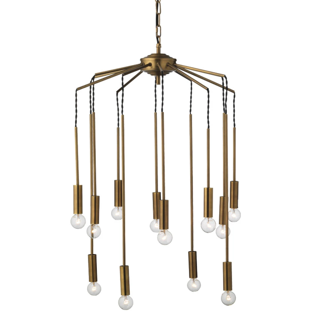 Cascade 12 Light 26 Inch Antique Brass Pendant Ceiling Light 4 Cascade 12 Light 26 Inch Antique Brass Pendant Ceiling Light - Image 2