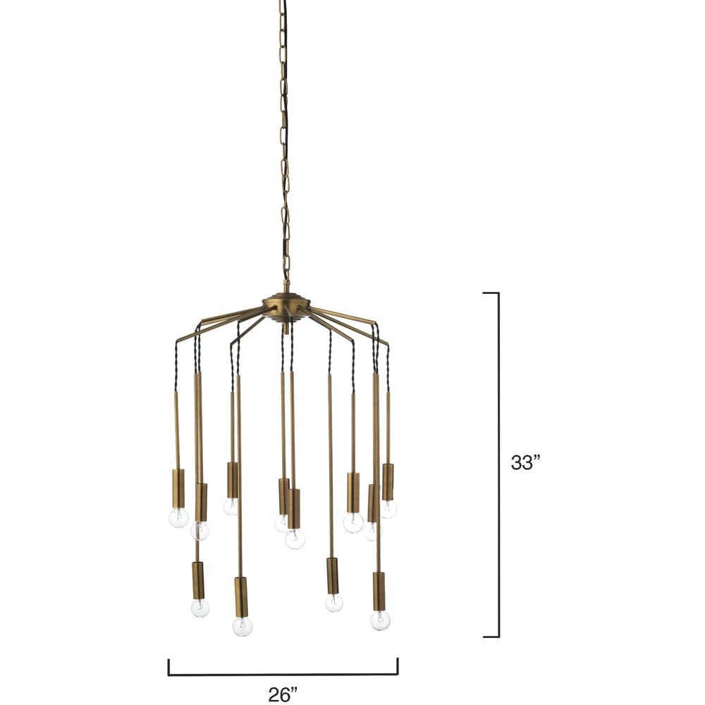 Cascade 12 Light 26 Inch Antique Brass Pendant Ceiling Light 5 Cascade 12 Light 26 Inch Antique Brass Pendant Ceiling Light - Image 3