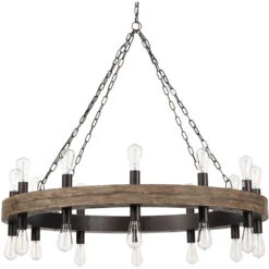 Cirque 24 Light 48 Inch Salvaged Grey Oak & Oil Rubbed Bronze Chandelier Ceiling Light