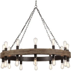Cirque 24 Light 48 Inch Salvaged Grey Oak & Oil Rubbed Bronze Chandelier Ceiling Light -Lighting Store 5cirq mdob 1