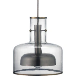 Clyde 1 Light 14 Inch Clear With Gun Metal Pendant Ceiling Light