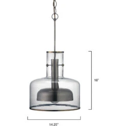 Clyde 1 Light 14 Inch Clear With Gun Metal Pendant Ceiling Light -Lighting Store 5clyd clgm 5
