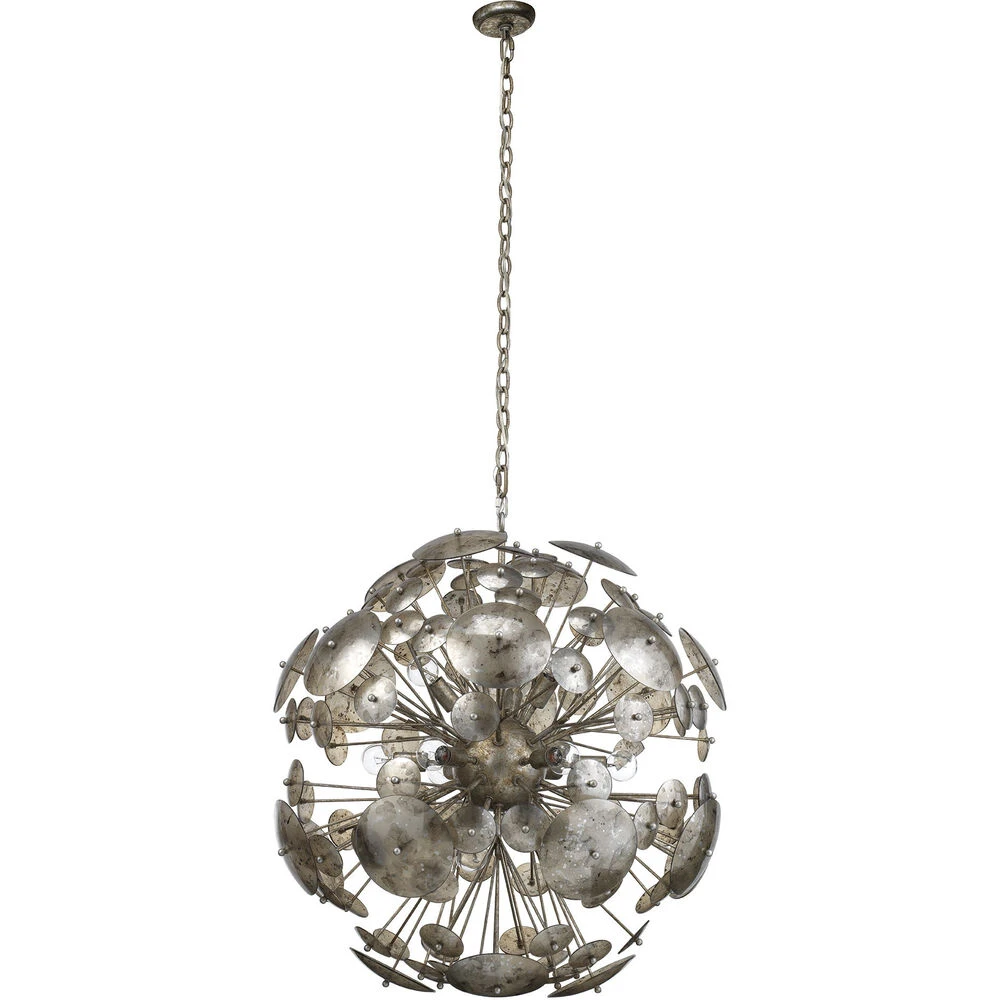 Constellation Round 12 Light 30 Inch Antique Mercury Glass & Champagne Leaf Chandelier Ceiling Light 3 Constellation Round 12 Light 30 Inch Antique Mercury Glass & Champagne Leaf Chandelier Ceiling Light