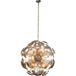 Constellation Round 12 Light 30 Inch Antique Mercury Glass & Champagne Leaf Chandelier Ceiling Light -Lighting Store 5cons mgch 2