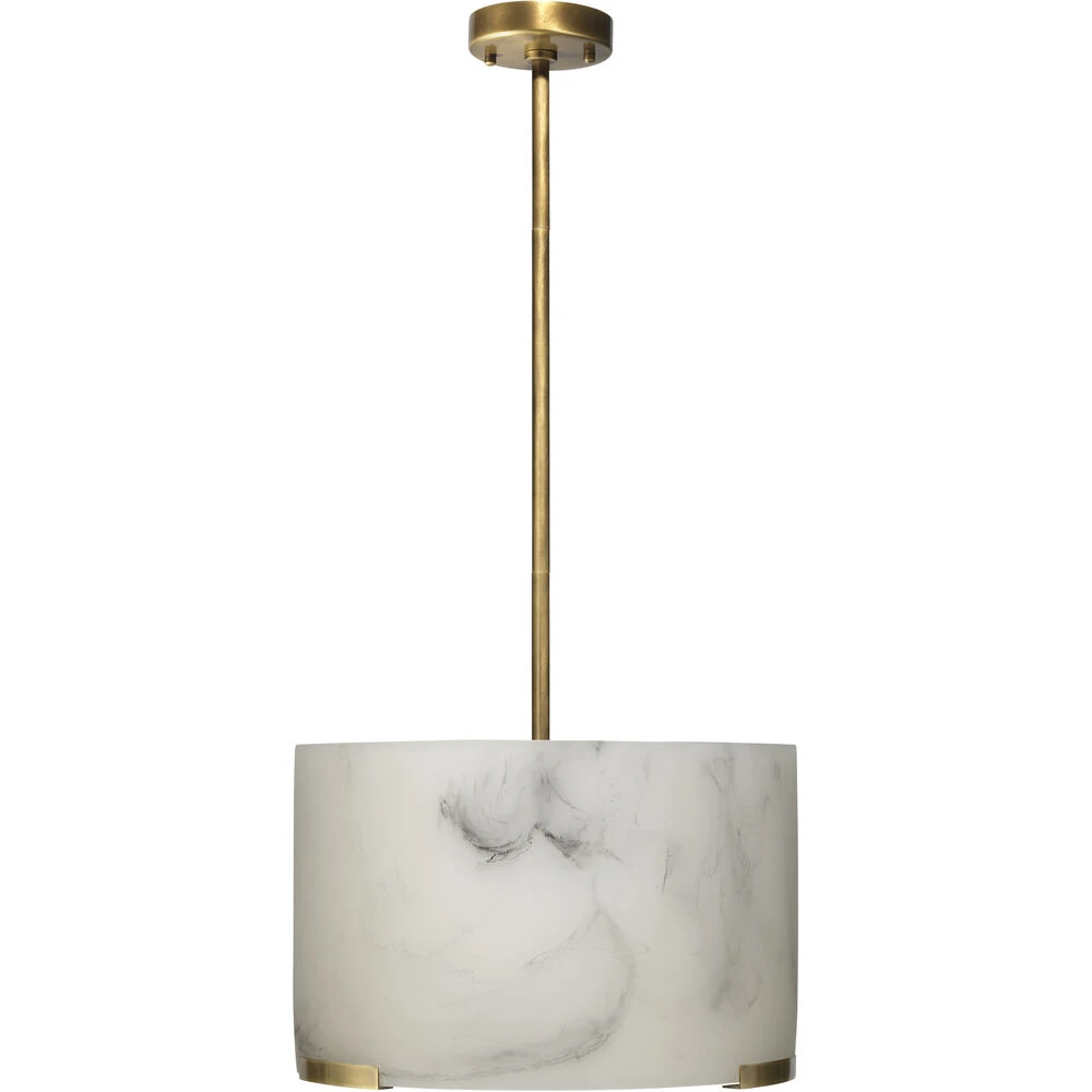 Elancourt 3 Light 17 Inch White Faux Alabaster & Antique Brass Pendant Ceiling Light 3 Elancourt 3 Light 17 Inch White Faux Alabaster & Antique Brass Pendant Ceiling Light