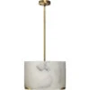 Elancourt 3 Light 17 Inch White Faux Alabaster & Antique Brass Pendant Ceiling Light