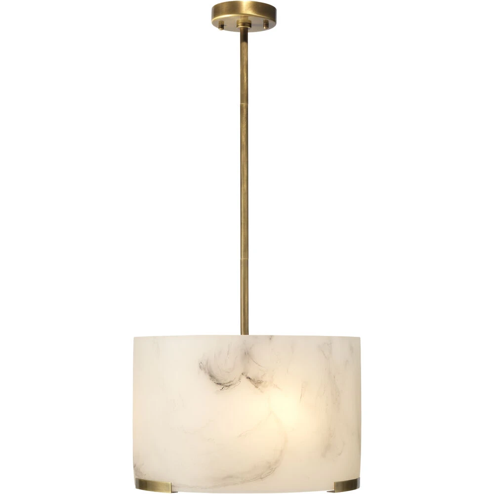 Elancourt 3 Light 17 Inch White Faux Alabaster & Antique Brass Pendant Ceiling Light 5 Elancourt 3 Light 17 Inch White Faux Alabaster & Antique Brass Pendant Ceiling Light - Image 3
