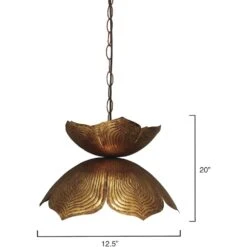 Flowering Lotus 1 Light 20 Inch Antique Gold Pendant Ceiling Light -Lighting Store 5flow lggo 3