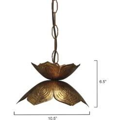 Flowering Lotus 1 Light 11 Inch Antique Gold Pendant Ceiling Light -Lighting Store 5flow smgo 3