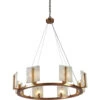 Halo 8 Light 33 Inch Alabaster And Brass Chandelier Ceiling Light -Lighting Store 5halo lgwh 1