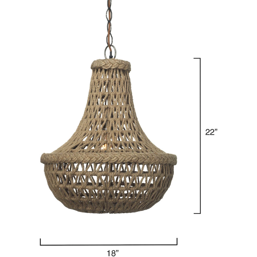 Jute Macrame 1 Light 18 Inch Jute Chandelier Ceiling Light 5 Jute Macrame 1 Light 18 Inch Jute Chandelier Ceiling Light - Image 3