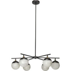 Metro 6 Light 40 Inch Faux White Alabaster And Oil Rubbed Bronze Chandelier Ceiling Light, Antique Brass Accents