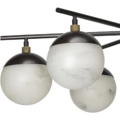 Metro 6 Light 40 Inch Faux White Alabaster And Oil Rubbed Bronze Chandelier Ceiling Light, Antique Brass Accents 8 Metro 6 Light 40 Inch Faux White Alabaster And Oil Rubbed Bronze Chandelier Ceiling Light, Antique Brass Accents -Lighting Store 5metr6 chob 3