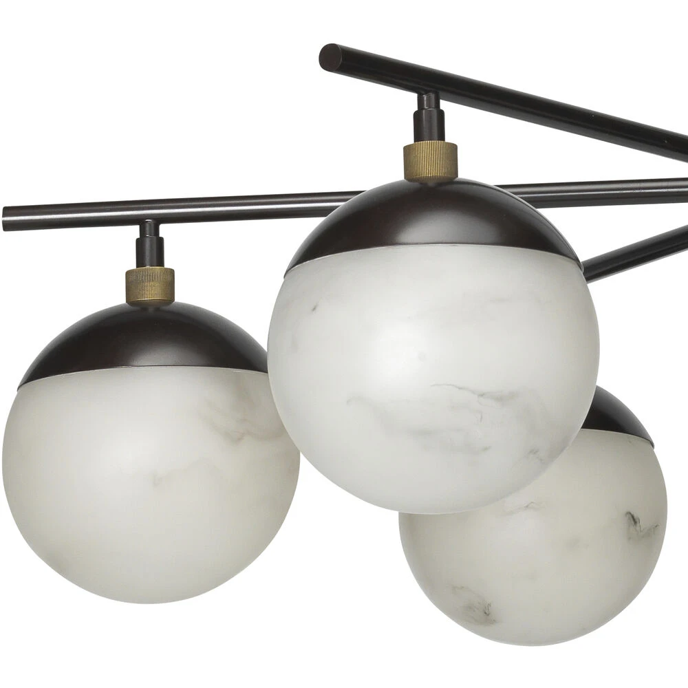 Metro 6 Light 40 Inch Faux White Alabaster And Oil Rubbed Bronze Chandelier Ceiling Light, Antique Brass Accents 5 Metro 6 Light 40 Inch Faux White Alabaster And Oil Rubbed Bronze Chandelier Ceiling Light, Antique Brass Accents - Image 3