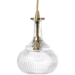 Olive Carafe 1 Light 7 Inch Clear With Brass Pendant Ceiling Light