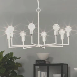 Park 8 Light 32 Inch White Gesso Chandelier Ceiling Light -Lighting Store 5park chwh 8