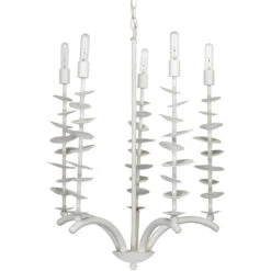 Petals 5 Light 24 Inch White Gesso Chandelier Ceiling Light