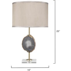 Agate 25.5 Inch 100.00 Watt Natural Lavendar Agate & Antique Brass Table Lamp Portable Light -Lighting Store 9agatelvbr 2