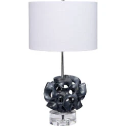 Anya 26 Inch 150.00 Watt Black And Clear Table Lamp Portable Light