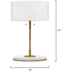 Barcroft 28 Inch 25.00 Watt Antique Brass & White Table Lamp Portable Light -Lighting Store 9barcrtlabwh 2
