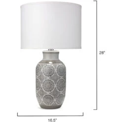 Beatrice 28 Inch 150.00 Watt Grey Patterned Ceramic Table Lamp Portable Light 7 Beatrice 28 Inch 150.00 Watt Grey Patterned Ceramic Table Lamp Portable Light -Lighting Store 9beatgrd131c 5