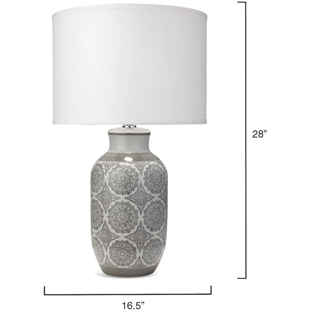 Beatrice 28 Inch 150.00 Watt Grey Patterned Ceramic Table Lamp Portable Light 5 Beatrice 28 Inch 150.00 Watt Grey Patterned Ceramic Table Lamp Portable Light - Image 3