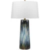 Brushstroke 31 Inch 100.00 Watt Aqua / Dark Blue / Metallic Ombre Reactive Glaze Table Lamp Portable Light -Lighting Store 9brushaqbl