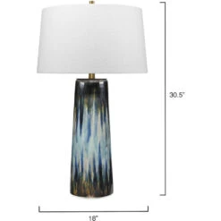 Brushstroke 31 Inch 100.00 Watt Aqua / Dark Blue / Metallic Ombre Reactive Glaze Table Lamp Portable Light -Lighting Store 9brushaqbl 5